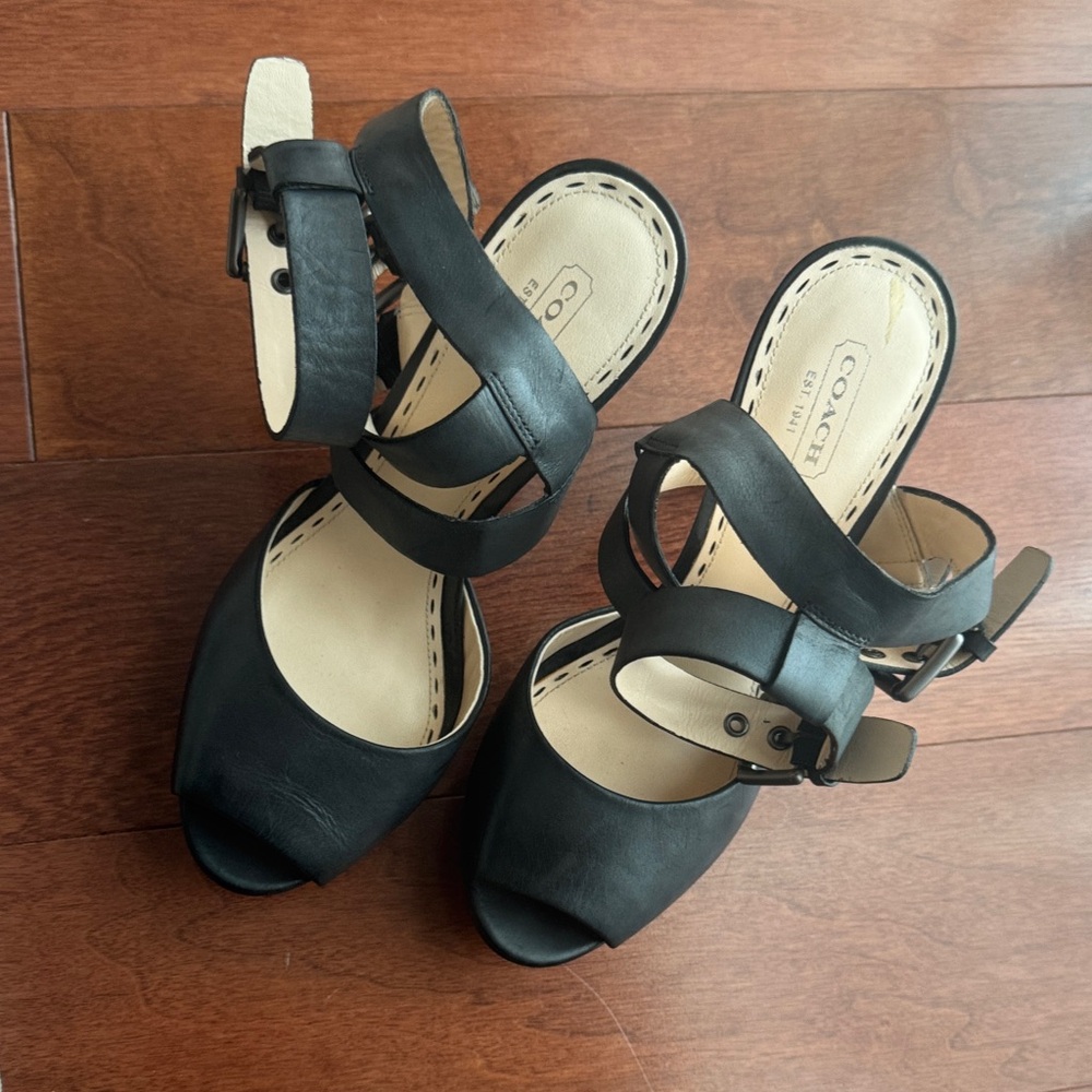 Coach Black Strappy Heels for Women